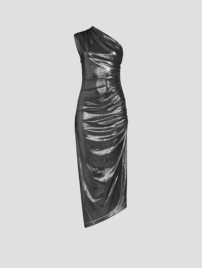 One-Shoulder Lamé Cocktail Dress