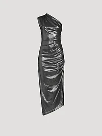 One-Shoulder Lamé Cocktail Dress