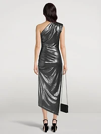 One-Shoulder Lamé Cocktail Dress