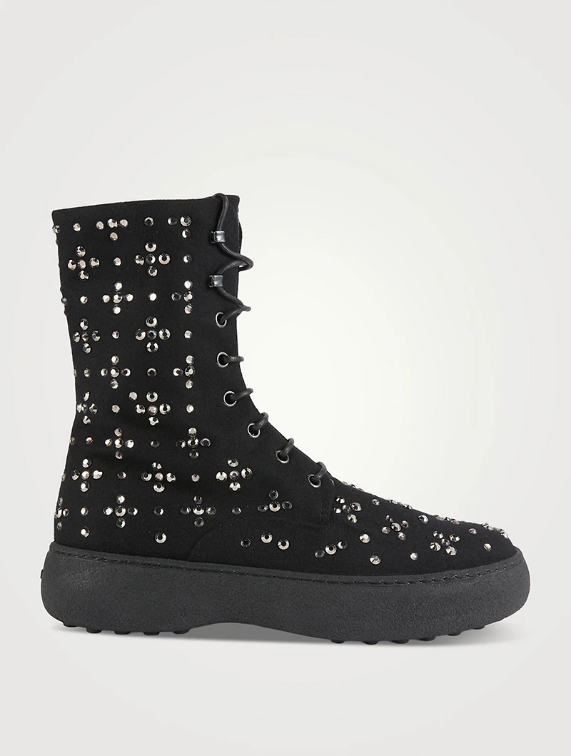 Tod's W. G. Embellished Lace-Up Boots