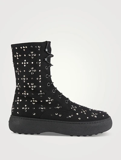 Tod's W. G. Embellished Lace-Up Boots