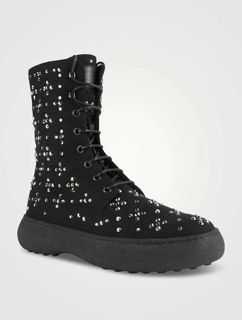 Tod's W. G. Embellished Lace-Up Boots