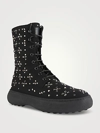 Tod's W. G. Embellished Lace-Up Boots
