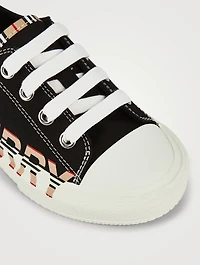 Icon Stripe Logo Cotton Gabardine Sneakers