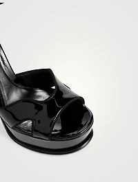 Butterfly Patent Leather Platform Sandals