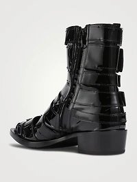 Punk Patent Buckle Ankle Boots