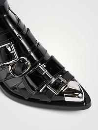 Punk Patent Buckle Ankle Boots
