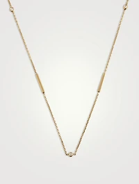 20-Inch 14K Gold Bar Bezel Station Chain Necklace With Diamonds