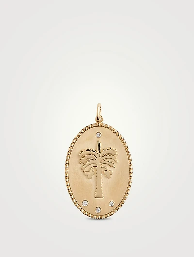 10K Gold Date Palm Token Pendant With Diamonds