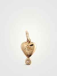 10K Gold Pink Byrdie Heart Pendant With Tourmaline And Diamond