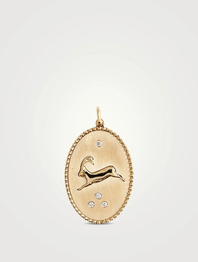 10K Gold Ibex Token Pendant With Diamonds