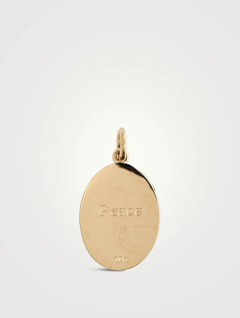 10K Gold Olive Branch Token Pendant With Diamond Halo