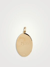 10K Palm Leaf Token Pendant With Diamond