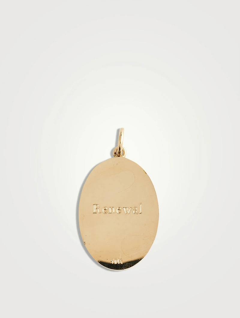 10K Gold Protea Token Pendant With Diamond