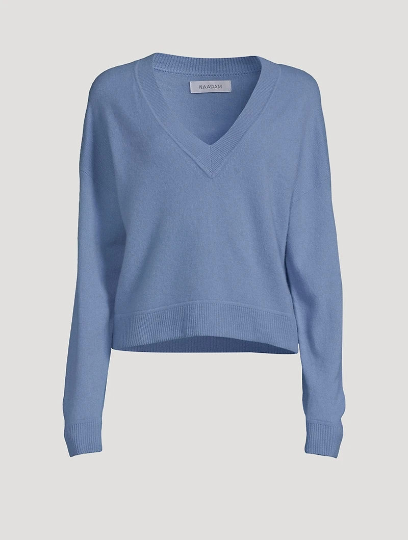 Cropped Cashmere V-Neck Sweater