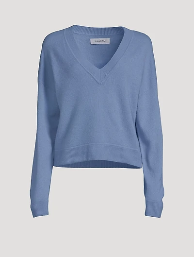 Cropped Cashmere V-Neck Sweater