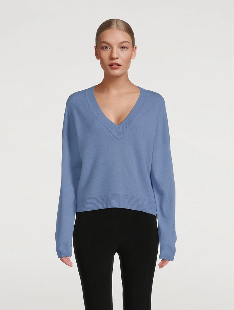 Cropped Cashmere V-Neck Sweater