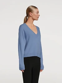 Cropped Cashmere V-Neck Sweater