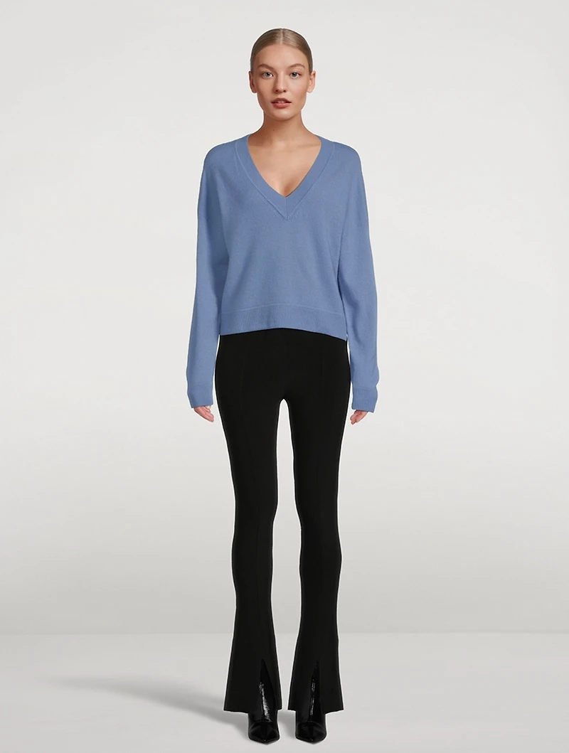 Cropped Cashmere V-Neck Sweater