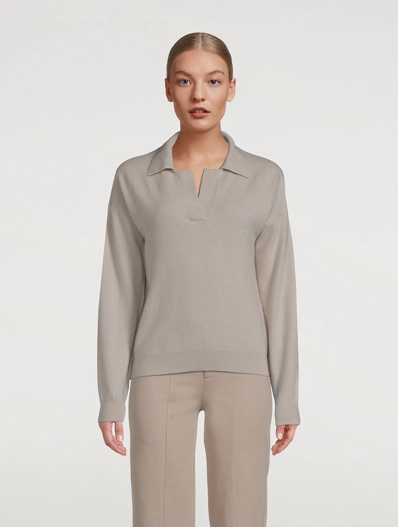 Long Sleeve V-Neck Polo Sweater