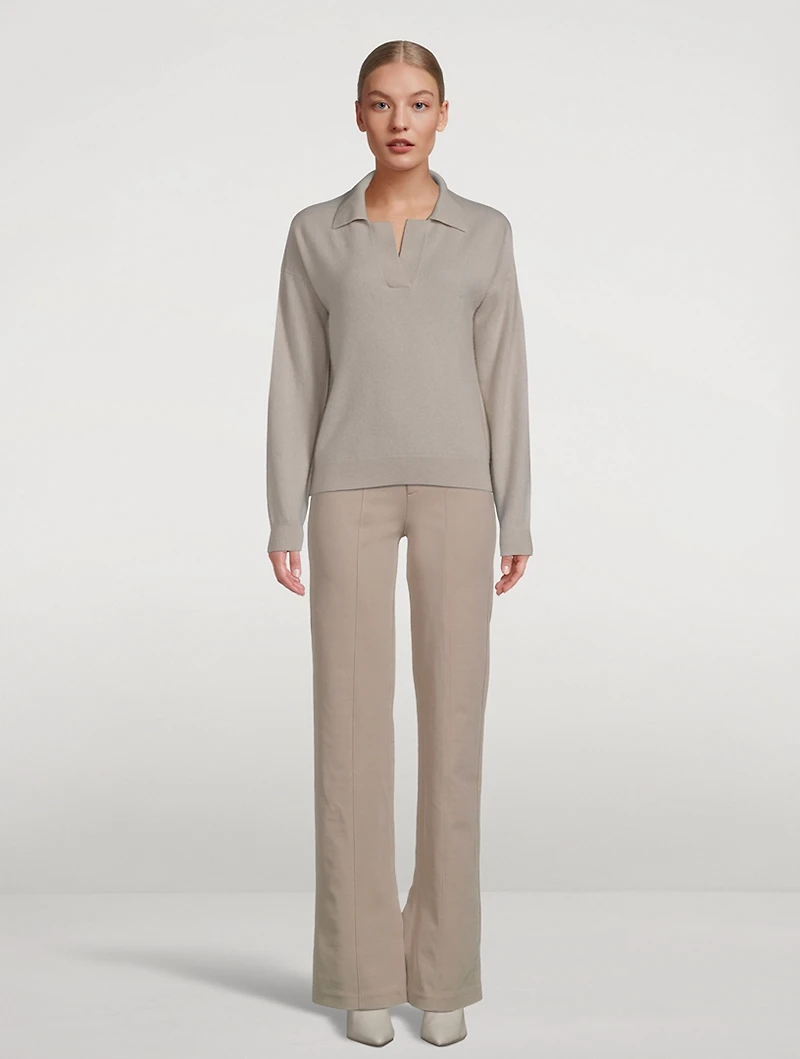 Long Sleeve V-Neck Polo Sweater