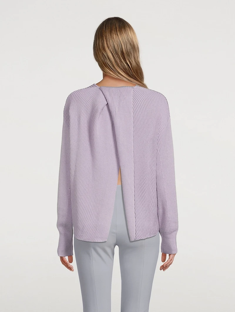 Merino Wool And Silk Twist Back Crewneck Sweater