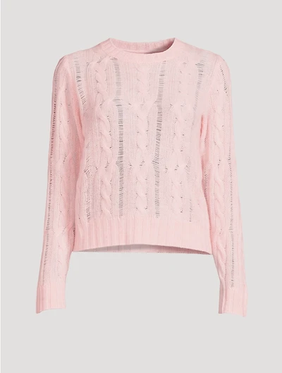 Cashmere Open Cable Crewneck Sweater