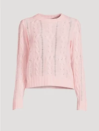 Cashmere Open Cable Crewneck Sweater