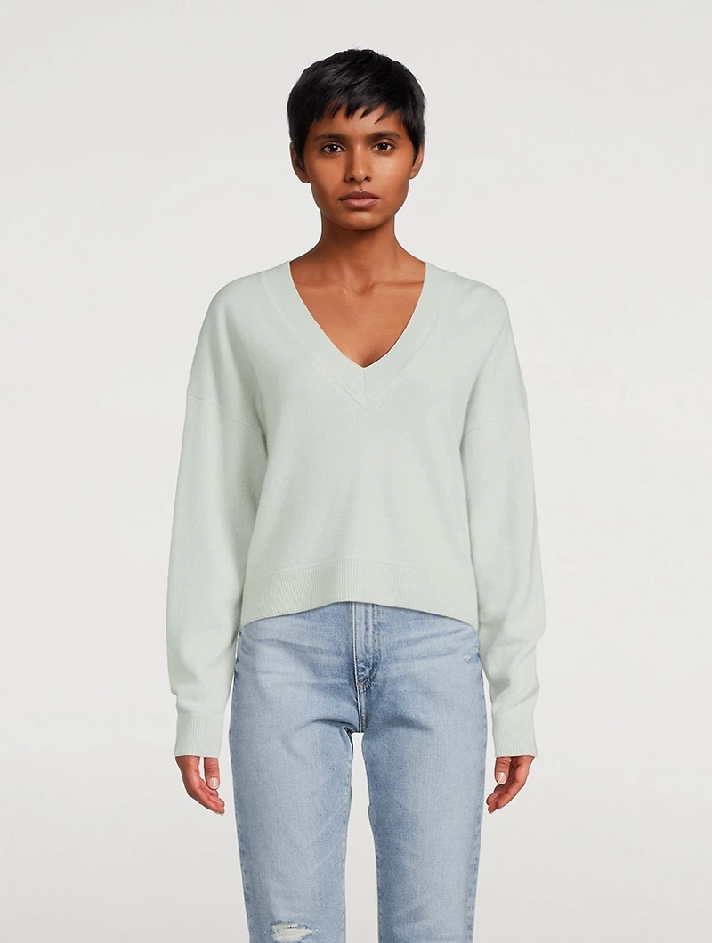 Cashmere Cropped V-Neck Sweater