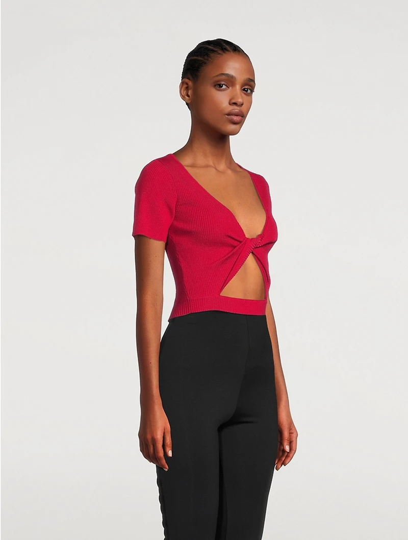 Merino Wool And Silk Reversible Twist Top