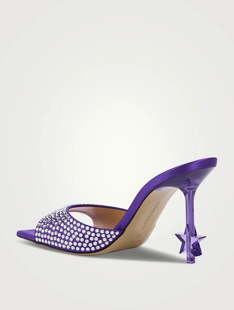 Crystal-Embellished Star Silk Mules