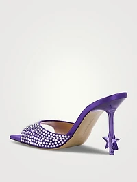 Crystal-Embellished Star Silk Mules