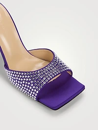 Crystal-Embellished Star Silk Mules