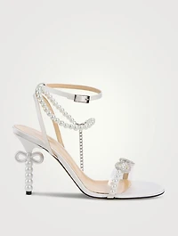 Pearl Bow Satin Sandals