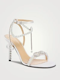 Pearl Bow Satin Sandals