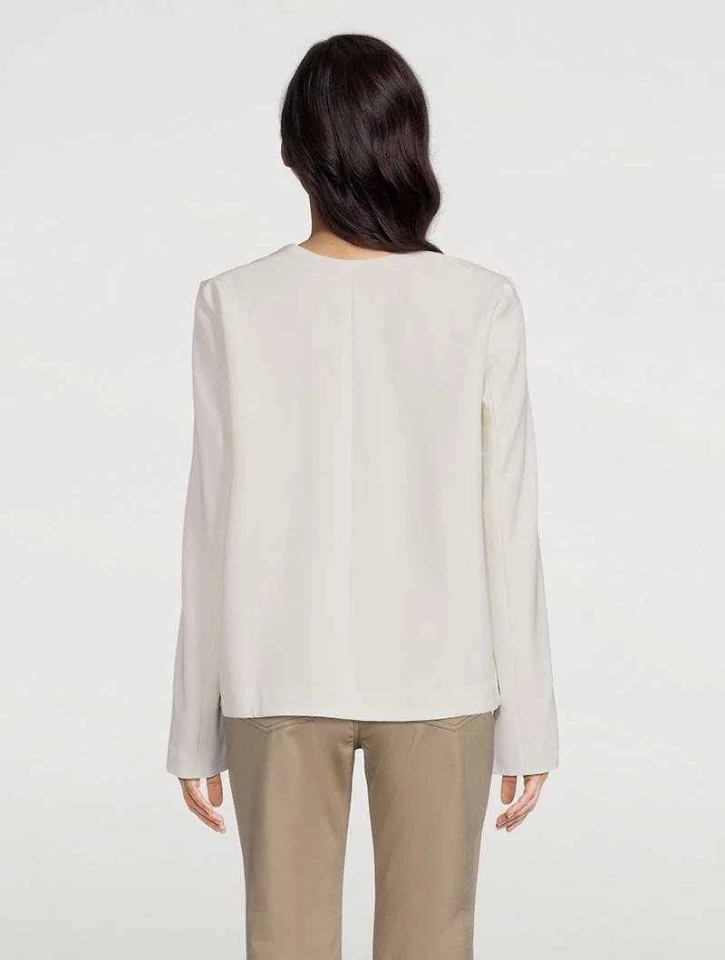 Structured Wool-Blend Crepe Top