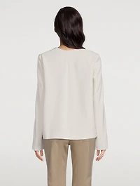 Structured Wool-Blend Crepe Top