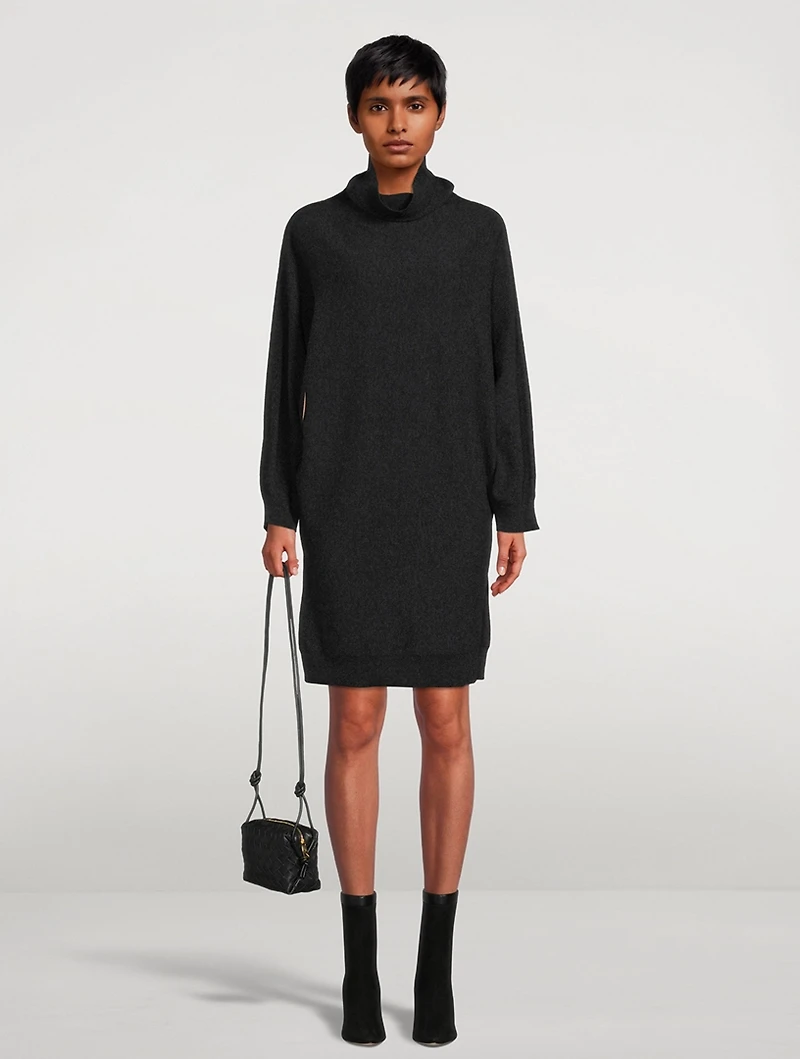 Draped Cashmere Turtleneck Dress