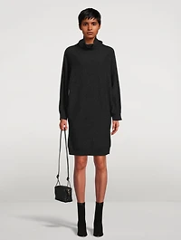 Draped Cashmere Turtleneck Dress
