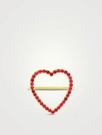 Large 18K Gold Large Open Heart Ring With Rubies