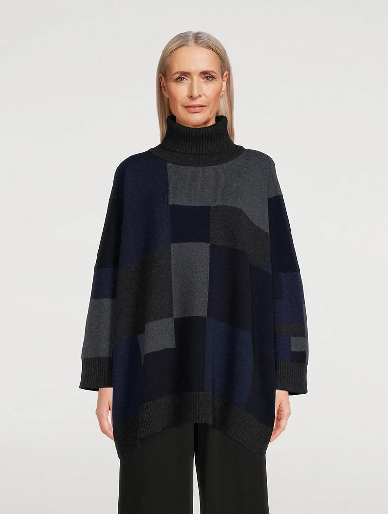 Geometric Jacquard Cashmere Turtleneck Sweater