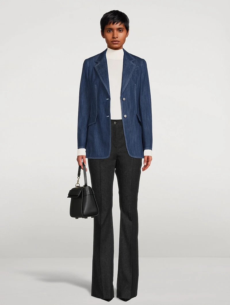 Washed Stretch-Denim Blazer