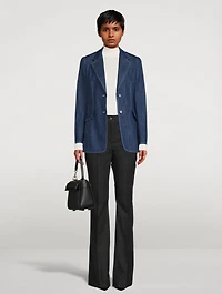 Washed Stretch-Denim Blazer