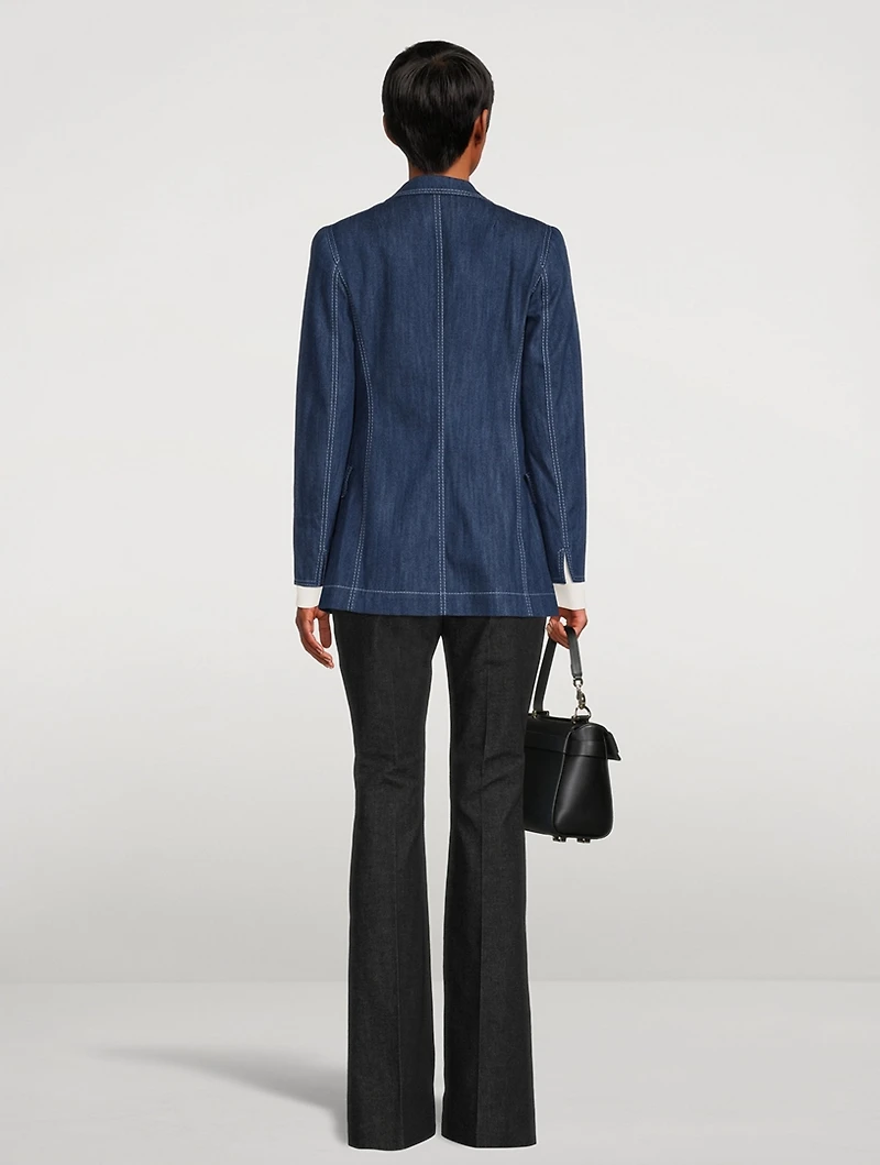 Washed Stretch-Denim Blazer