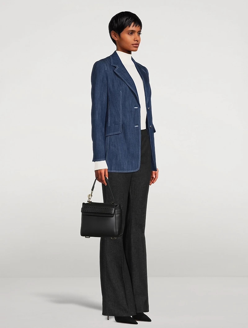 Washed Stretch-Denim Blazer