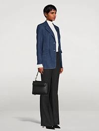 Washed Stretch-Denim Blazer