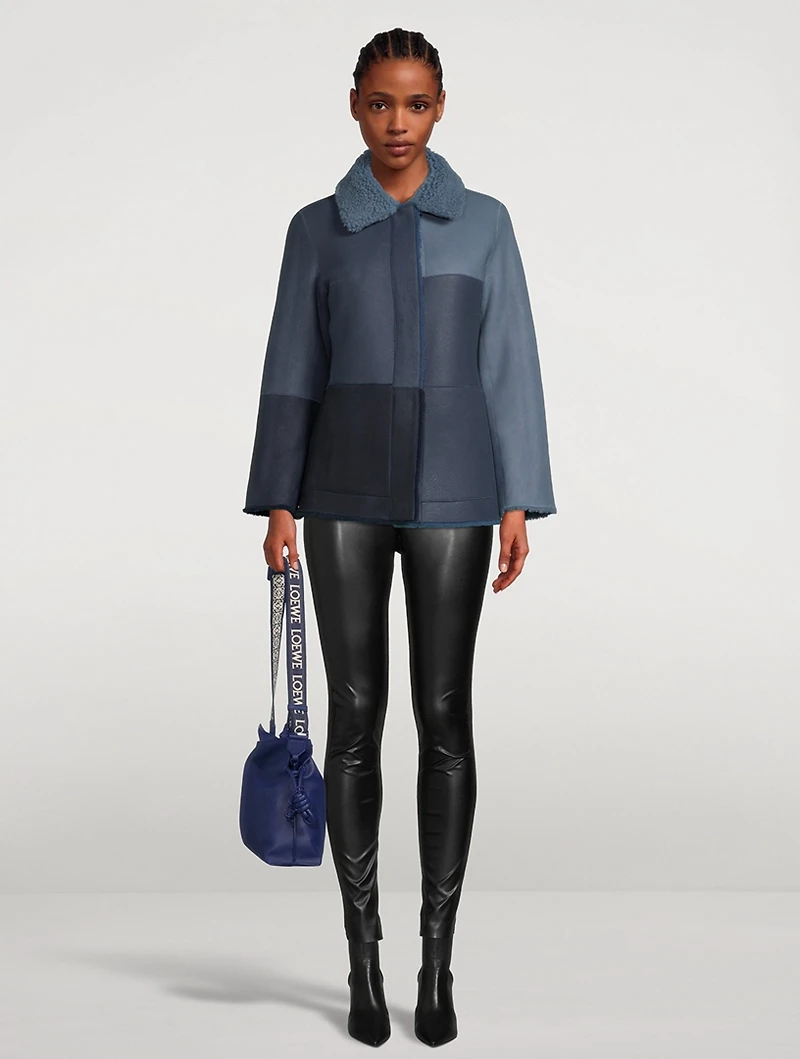 Reversible Patchwork Shearling Coat
