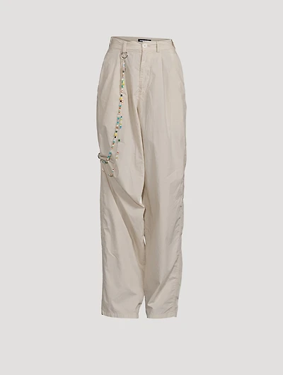 Phebe Wide-Leg Chinos With Wallet Chain