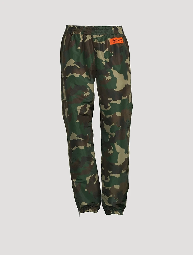 Nylon Track Pants Camo Print