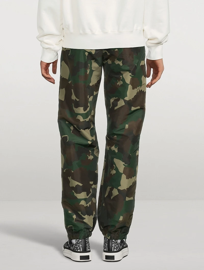 Nylon Track Pants Camo Print